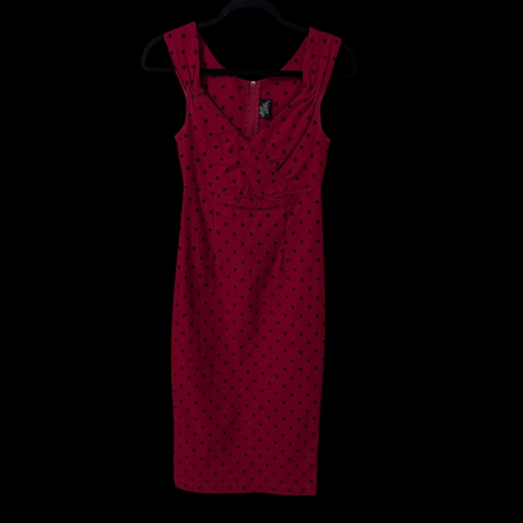 RockSteady Red Sheath Midi Dress V-neck Sleeveless - Picture 3 of 5